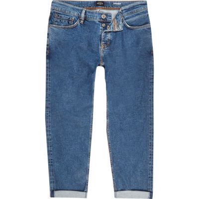 Mid blue wash Dean straight jeans